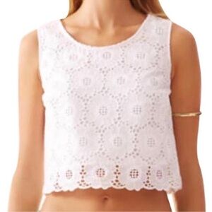 Lilly Pulitzer Sz 00 Lux Daisy Tank Crop Top Resort
White Floral